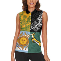 Personalised Rugby 2025 Championship Women Sleeveless Polo Shirt Combination of Southern Hemisphere Countries LT14 - Polynesian Pride
