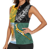 Personalised Rugby 2025 Championship Women Sleeveless Polo Shirt Combination of Southern Hemisphere Countries LT14 - Polynesian Pride