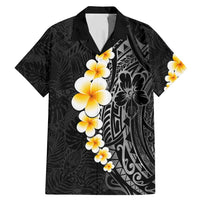 Black Tropical Plumeria With Galaxy Polynesian Art Family Matching Mermaid Dress and Hawaiian Shirt LT14 Dad's Shirt - Short Sleeve Black - Polynesian Pride
