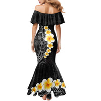Black Tropical Plumeria With Galaxy Polynesian Art Family Matching Mermaid Dress and Hawaiian Shirt LT14 - Polynesian Pride