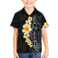 Black Tropical Plumeria With Galaxy Polynesian Art Family Matching Tank Maxi Dress and Hawaiian Shirt LT14 Son's Shirt Black - Polynesian Pride