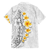 White Tropical Plumeria With Galaxy Polynesian Art Family Matching Summer Maxi Dress and Hawaiian Shirt LT14 - Polynesian Pride