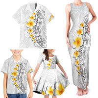 White Tropical Plumeria With Galaxy Polynesian Art Family Matching Tank Maxi Dress and Hawaiian Shirt LT14 - Polynesian Pride