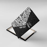 New Zealand Silver Fern Rugby Custom Canvas Wall Art Maori Koru Go Black Fern LT14 With Frame Black - Polynesian Pride