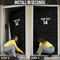 New Zealand Silver Fern Rugby Custom Door Cover Maori Koru Go Black Fern LT14 - Polynesian Pride