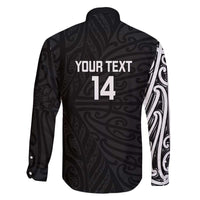 New Zealand Silver Fern Rugby Custom Family Matching Off The Shoulder Long Sleeve Dress and Hawaiian Shirt Maori Koru Go Black Fern LT14 - Polynesian Pride