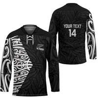 New Zealand Silver Fern Rugby Custom Hockey Jersey Maori Koru Go Black Fern LT14 - Polynesian Pride