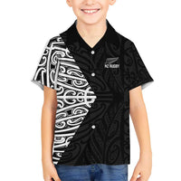 New Zealand Silver Fern Rugby Custom Kid Hawaiian Shirt Maori Koru Go Black Fern LT14 Kid Black - Polynesian Pride