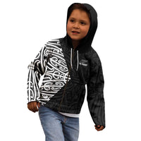 New Zealand Silver Fern Rugby Custom Kid Hoodie Maori Koru Go Black Fern LT14 - Polynesian Pride