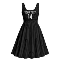 New Zealand Silver Fern Rugby Custom Midi Dress Maori Koru Go Black Fern LT14 - Polynesian Pride