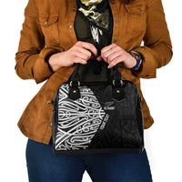 New Zealand Silver Fern Rugby Custom Shoulder Handbag Maori Koru Go Black Fern LT14 - Polynesian Pride