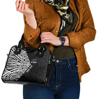 New Zealand Silver Fern Rugby Custom Shoulder Handbag Maori Koru Go Black Fern LT14 - Polynesian Pride