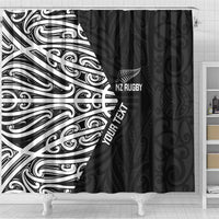 New Zealand Silver Fern Rugby Custom Shower Curtain Maori Koru Go Black Fern LT14 - Polynesian Pride