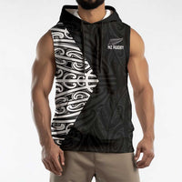 New Zealand Silver Fern Rugby Custom Sleeveless Hoodie Maori Koru Go Black Fern LT14 - Polynesian Pride