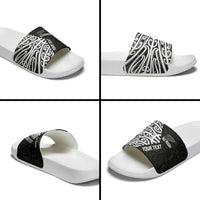 New Zealand Silver Fern Rugby Custom Slide Sandals Maori Koru Go Black Fern LT14 - Polynesian Pride