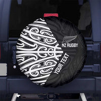 New Zealand Silver Fern Rugby Custom Spare Tire Cover Maori Koru Go Black Fern LT14 No hole Black - Polynesian Pride