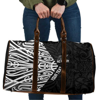 New Zealand Silver Fern Rugby Custom Travel Bag Maori Koru Go Black Fern LT14 Black - Polynesian Pride