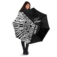 New Zealand Silver Fern Rugby Custom Umbrella Maori Koru Go Black Fern LT14 - Polynesian Pride