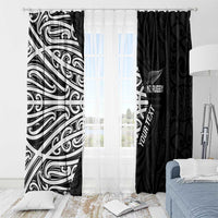 New Zealand Silver Fern Rugby Custom Window Curtain Maori Koru Go Black Fern LT14 - Polynesian Pride