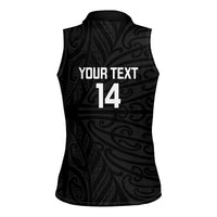 New Zealand Silver Fern Rugby Custom Women Sleeveless Polo Shirt Maori Koru Go Black Fern LT14 - Polynesian Pride