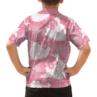 Pink Aloha Hawaii Family Matching Off The Shoulder Long Sleeve Dress and Hawaiian Shirt Monstera Hibiscus Plumeria Seamless Vibes LT14 - Polynesian Pride
