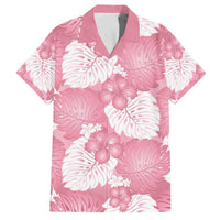 Pink Aloha Hawaii Family Matching Off The Shoulder Long Sleeve Dress and Hawaiian Shirt Monstera Hibiscus Plumeria Seamless Vibes LT14 Dad's Shirt - Short Sleeve Pink - Polynesian Pride