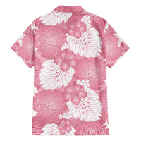 Pink Aloha Hawaii Family Matching Off The Shoulder Long Sleeve Dress and Hawaiian Shirt Monstera Hibiscus Plumeria Seamless Vibes LT14 - Polynesian Pride