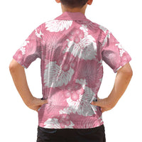 Pink Aloha Hawaii Family Matching Off Shoulder Short Dress and Hawaiian Shirt Monstera Hibiscus Plumeria Seamless Vibes LT14 - Polynesian Pride