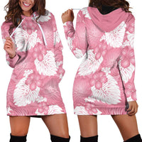 Pink Aloha Hawaii Hoodie Dress Monstera Hibiscus Plumeria Seamless Vibes LT14 - Polynesian Pride
