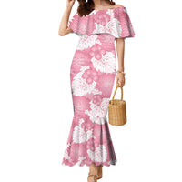 Pink Aloha Hawaii Mermaid Dress Monstera Hibiscus Plumeria Seamless Vibes LT14 Women Pink - Polynesian Pride