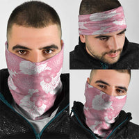 Pink Aloha Hawaii Neck Gaiter Monstera Hibiscus Plumeria Seamless Vibes LT14
