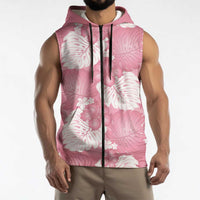 Pink Aloha Hawaii Sleeveless Zip Hoodie Monstera Hibiscus Plumeria Seamless Vibes LT14 - Polynesian Pride