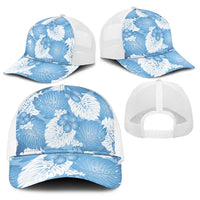 Blue Aloha Hawaii Baseball Net Cap Monstera Hibiscus Plumeria Seamless Vibes - Polynesian Pride