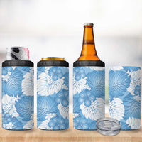 Blue Aloha Hawaii 4 in 1 Can Cooler Tumbler Monstera Hibiscus Plumeria Seamless Vibes LT14 - Polynesian Pride