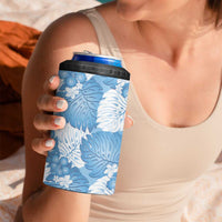 Blue Aloha Hawaii 4 in 1 Can Cooler Tumbler Monstera Hibiscus Plumeria Seamless Vibes LT14 - Polynesian Pride
