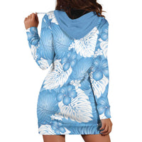 Blue Aloha Hawaii Hoodie Dress Monstera Hibiscus Plumeria Seamless Vibes LT14 - Polynesian Pride