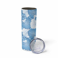 Blue Aloha Hawaii Skinny Tumbler Monstera Hibiscus Plumeria Seamless Vibes LT14 - Polynesian Pride