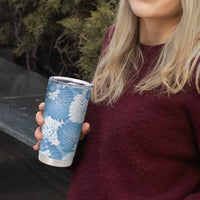 Blue Aloha Hawaii Tumbler Cup Monstera Hibiscus Plumeria Seamless Vibes - Polynesian Pride