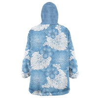 Blue Aloha Hawaii Wearable Blanket Hoodie Monstera Hibiscus Plumeria Seamless Vibes LT14 - Polynesian Pride