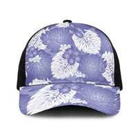 Purple Aloha Hawaii Baseball Net Cap Monstera Hibiscus Plumeria Seamless Vibes - Polynesian Pride