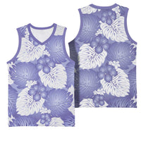 Purple Aloha Hawaii Basketball Jersey Monstera Hibiscus Plumeria Seamless Vibes LT14 - Polynesian Pride