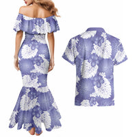 Purple Aloha Hawaii Couples Matching Mermaid Dress and Hawaiian Shirt Monstera Hibiscus Plumeria Seamless Vibes LT14 - Polynesian Pride