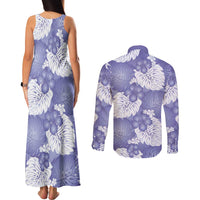 Purple Aloha Hawaii Couples Matching Tank Maxi Dress and Long Sleeve Button Shirt Monstera Hibiscus Plumeria Seamless Vibes LT14 - Polynesian Pride