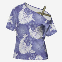 Purple Aloha Hawaii Cross Shoulder Shirt Monstera Hibiscus Plumeria Seamless Vibes LT14 Female Purple - Polynesian Pride