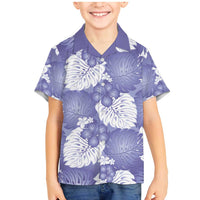 Purple Aloha Hawaii Family Matching Mermaid Dress and Hawaiian Shirt Monstera Hibiscus Plumeria Seamless Vibes LT14 Son's Shirt Purple - Polynesian Pride