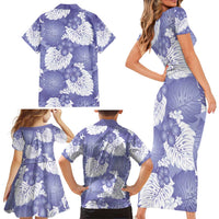 Purple Aloha Hawaii Family Matching Short Sleeve Bodycon Dress and Hawaiian Shirt Monstera Hibiscus Plumeria Seamless Vibes LT14 - Polynesian Pride