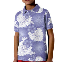 Purple Aloha Hawaii Kid Polo Shirt Monstera Hibiscus Plumeria Seamless Vibes LT14 Kid Purple - Polynesian Pride