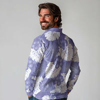 Purple Aloha Hawaii Long Sleeve Polo Shirt Monstera Hibiscus Plumeria Seamless Vibes LT14 - Polynesian Pride