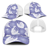 Purple Aloha Hawaii Mesh Trucker Cap Monstera Hibiscus Plumeria Seamless Vibes - Polynesian Pride