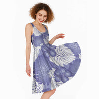 Purple Aloha Hawaii Midi Dress Monstera Hibiscus Plumeria Seamless Vibes LT14 - Polynesian Pride